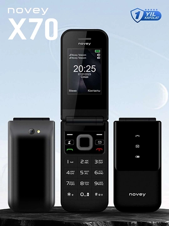 Novey X70 mobil telefon-raskladushka, 2 SIM, kamerasiz, knopkali