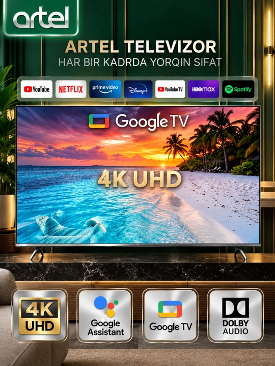 Телевизор Artel A50PUCH010 43" 50"4K UHD, пульт с голосовой - 