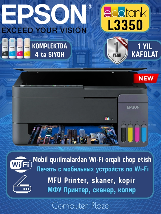 Epson L3350 Wi-Fi rangli MFU: printer skaner kopir - 