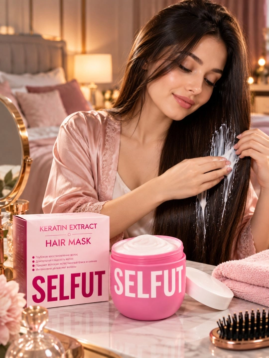 SELFUT Keratin Extract маска для волос, восстанавливающая и увлажняющая маска с кератином
