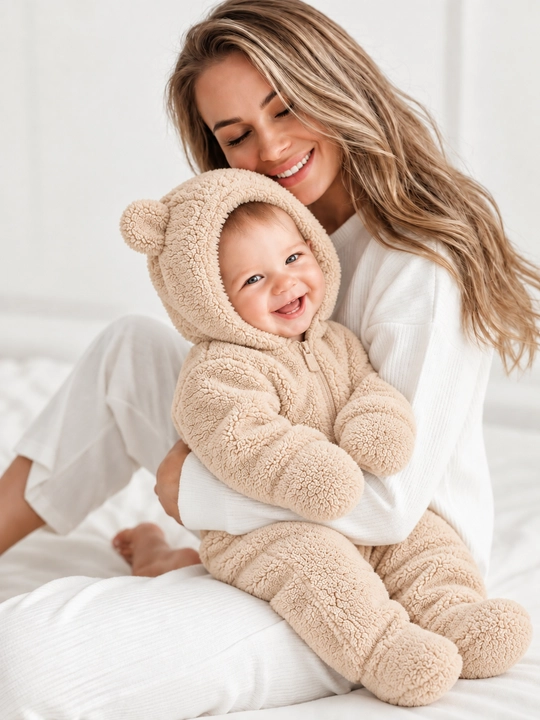Комбинезон для новорождённых, Teddy Bear, мягкий зимний комбинезон для малыша