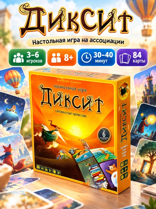 Настольная игра «Диксит» — игра на ассоциации и воображение, 8+, 3–6 игроков - 