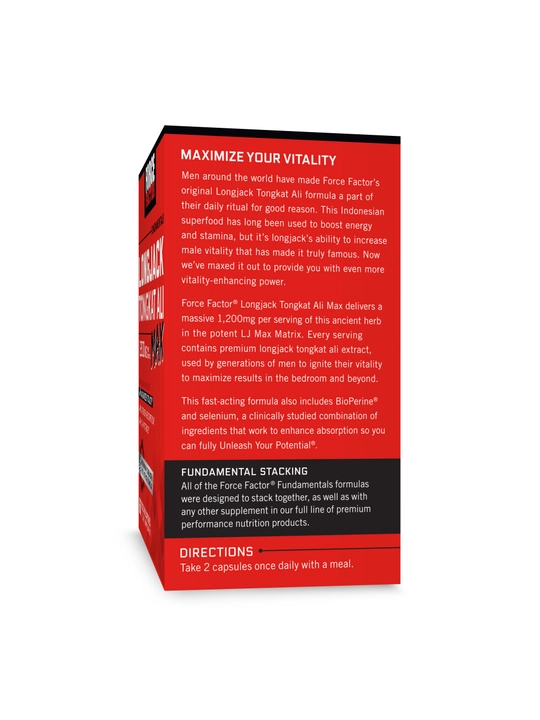 Force Factor Longjack Tongkat Ali MAX для мужской энергии и потенции, 60 капсул