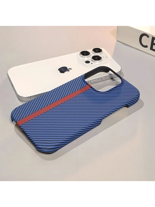 Чехол для iPhone с карбоновой текстурой, спортивной красной полосой, ультратонкий - 