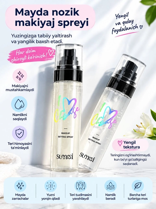 Makiyaj uchun fiksatsiyalovchi sprey - 100 ml