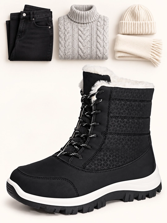 Ayollar dutiklari DISHER Snowmist, issiq, bog‘ichli etiklar, 36–42