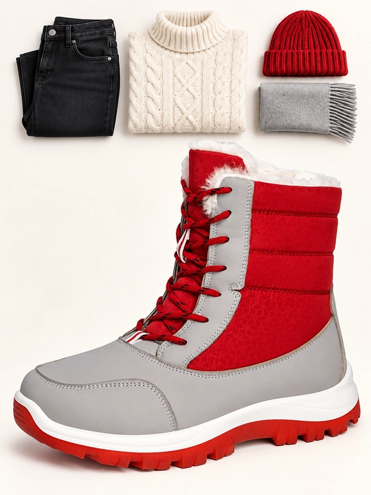 Ayollar dutiklari DISHER Snowmist, issiq, bog‘ichli etiklar, 36–42