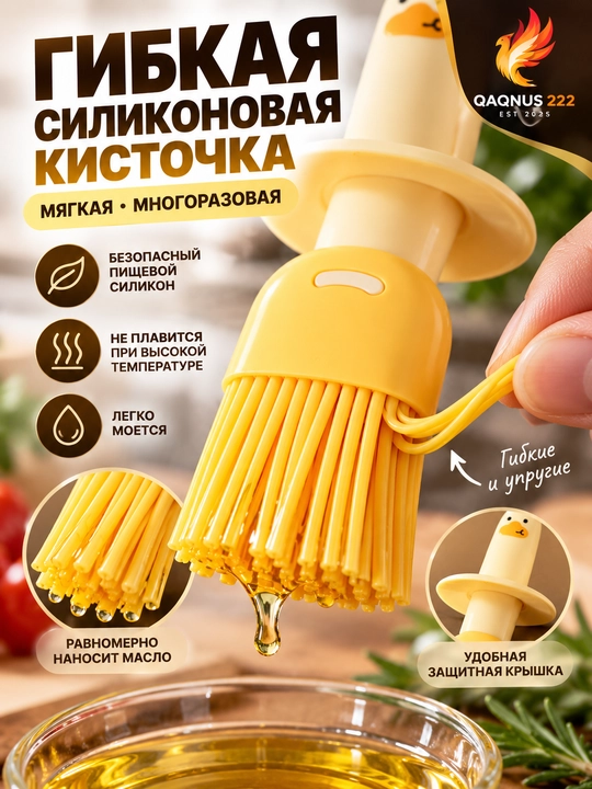 Маслёнка с силиконовой кисточкой 2 в 1 для масла, маринада, гриля и выпечки