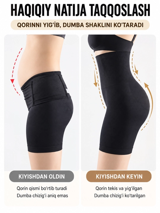 Ayollar uchun lateks korreksion shortik — nozik qomat va silliq siluet uchun, L–4XL