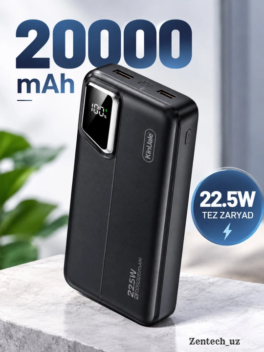 Power Bank 20000 мАч, 22.5 Вт, быстрая зарядка, LCD-дисплей, внешний аккумулятор - 
