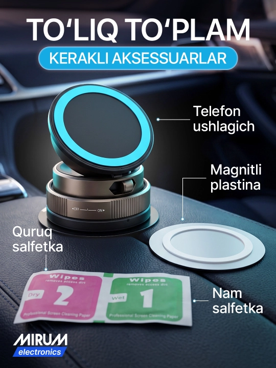 Avtomobil uchun magnitli telefon ushlagichi, qora yig'iluvchi avto holder