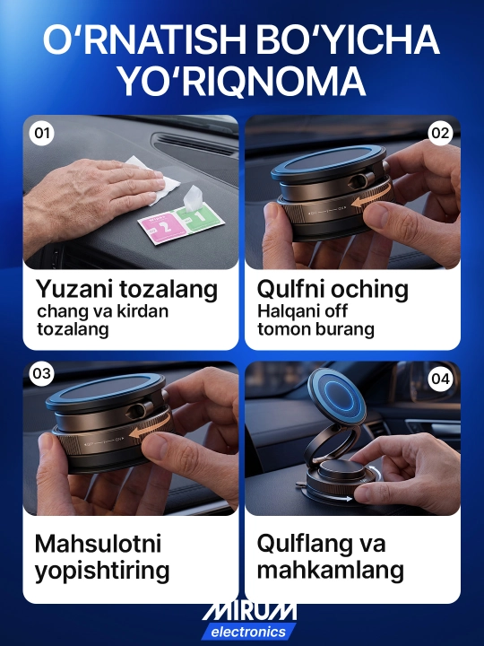 Avtomobil uchun magnitli telefon ushlagichi, qora yig'iluvchi avto holder