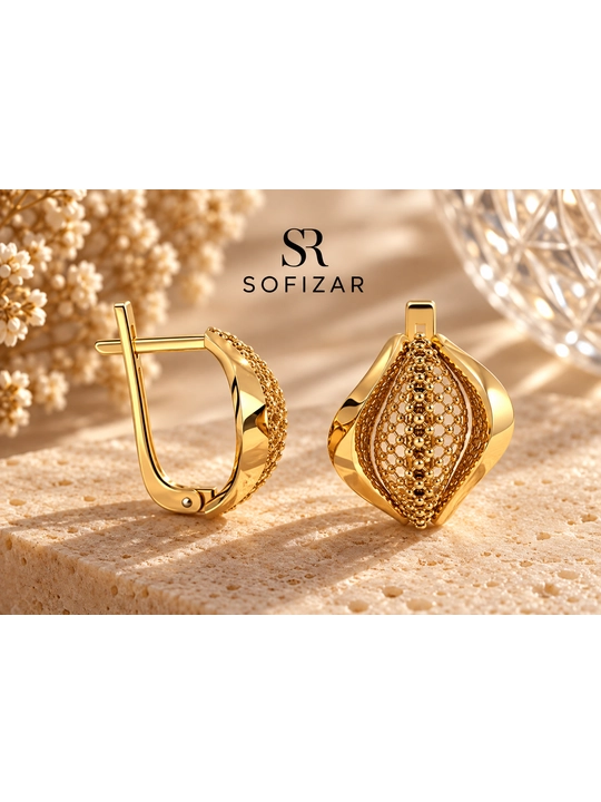 Золотые серьги Sofizar 585 пробы, 3,130 г, артикул 282001807 - 
