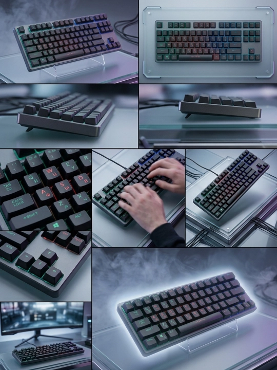 O‘yinchilar va kompyuter uchun simli RGB LED o‘yin klaviaturasi