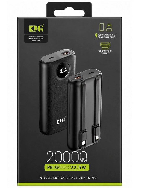 Внешний аккумулятор Power Bank  быстрой зарядкой +2 кабеля - 