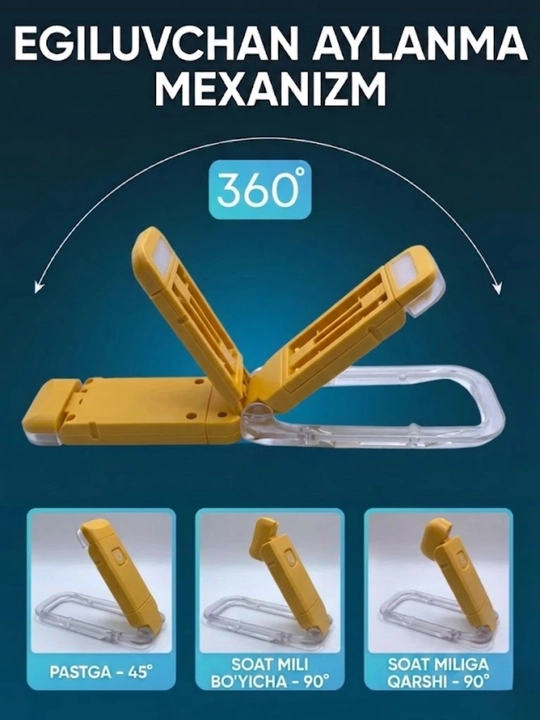 Kitob o'qish chiroqi, simsiz chiroq - USB qayta zaryadlanuvchi