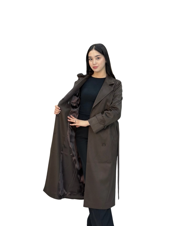 Premium zamshli ayollar trenchi - Kuz va bahor uchun nafis uslub