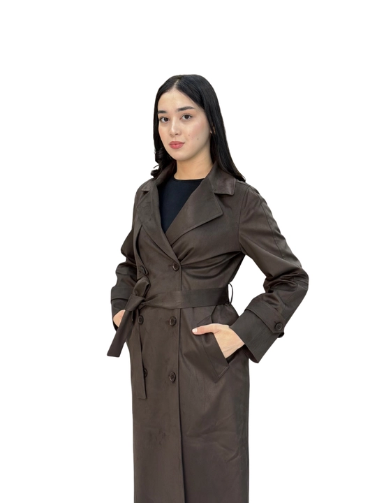 Premium zamshli ayollar trenchi - Kuz va bahor uchun nafis uslub