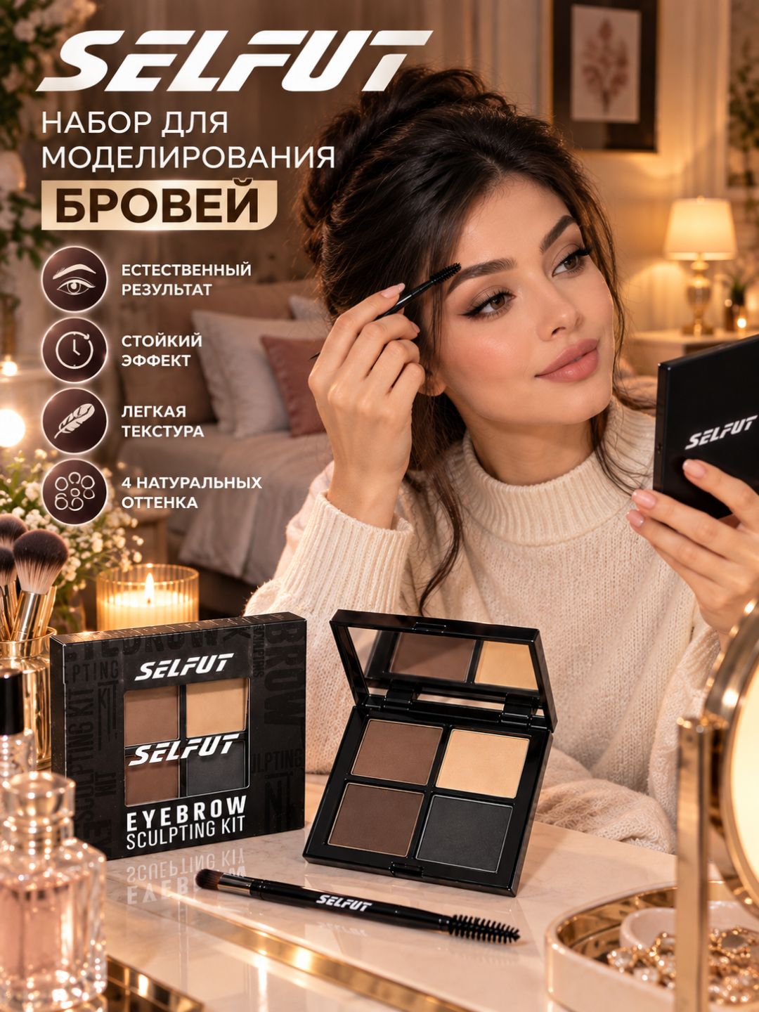 SELFUT Eyebrow Sculpting Kit — пудровый набор для моделирования и оформления бровей, 14 г