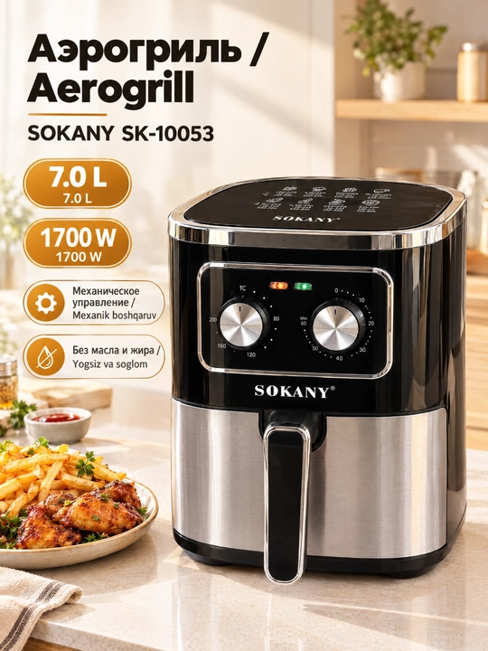 Аэрофритюрница SOKANY SK-10053, 7 л, 1700 Вт - 