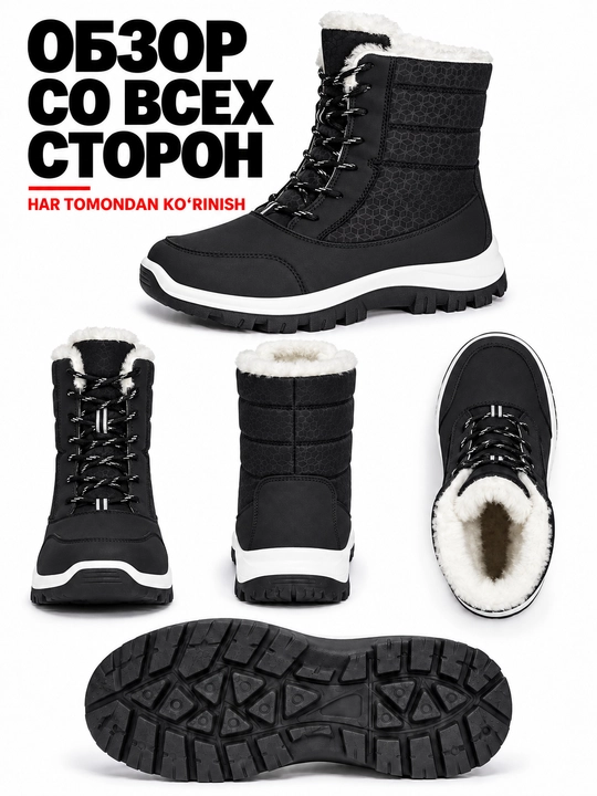 Ayollar dutiklari DISHER Snowmist, issiq, bog‘ichli etiklar, 36–42