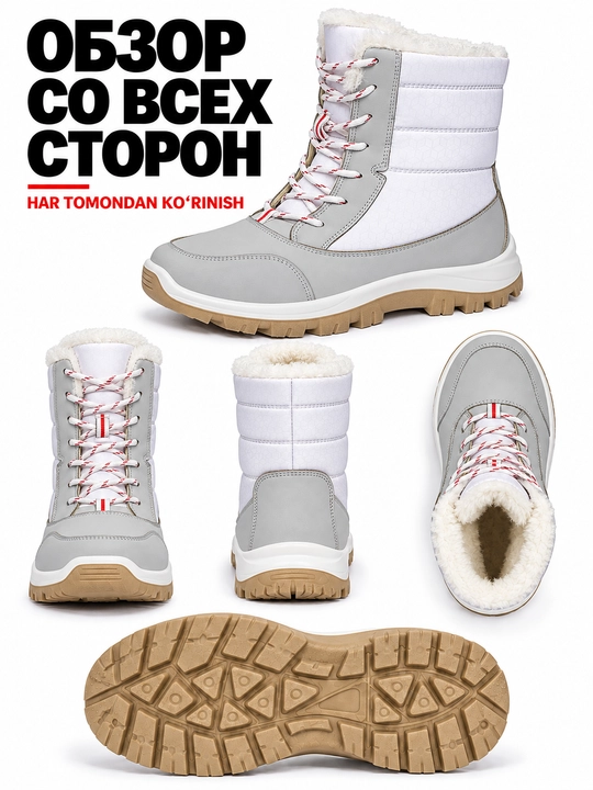 Ayollar dutiklari DISHER Snowmist, issiq, bog‘ichli etiklar, 36–42