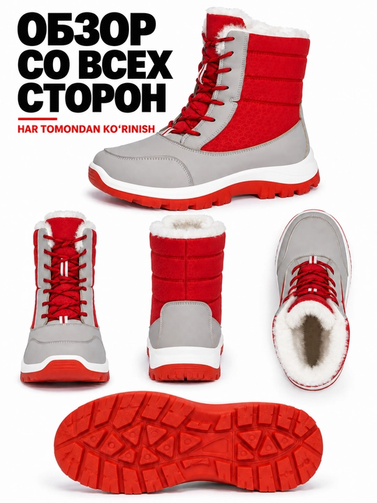 Ayollar dutiklari DISHER Snowmist, issiq, bog‘ichli etiklar, 36–42