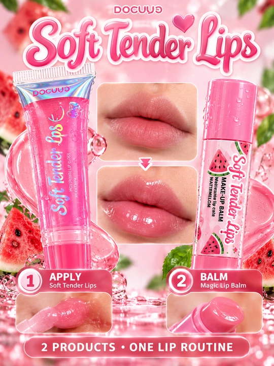DOCUYO Soft Tender Lips Watermelon — блеск и увлажняющий бальзам для губ - 