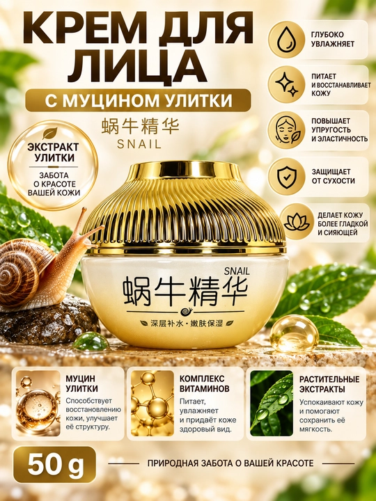 Hankey Snail — shilliqqurt musini sekreti qo‘shilgan yuz kremi, 50 g - 