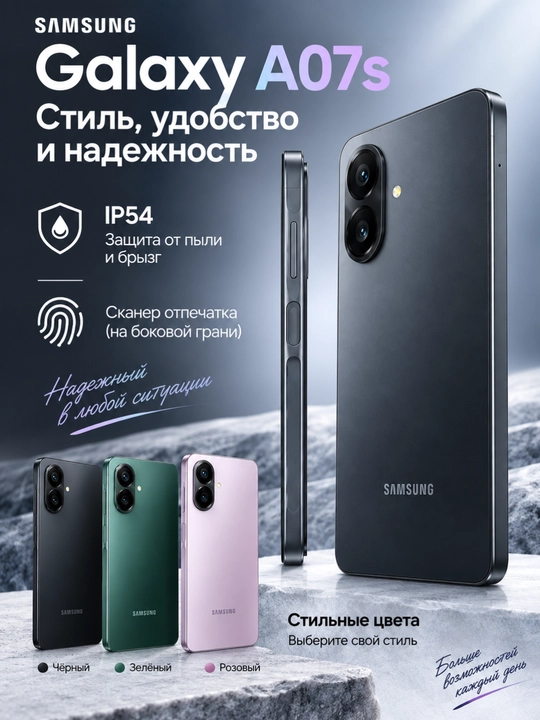 Smartfon Samsung Galaxy A07s 6.7" LCD 90Hz display 5000 mAh batareya