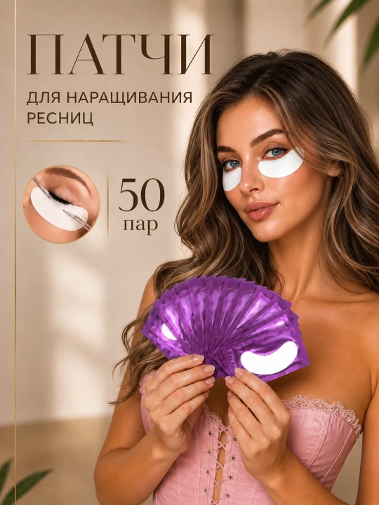 Патчи для наращивания ресниц гидрогелиевые Lashop, 50 пар - 