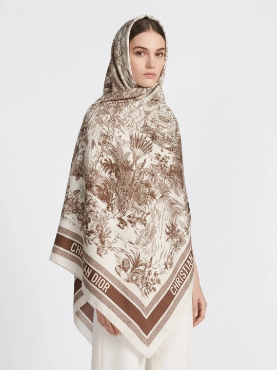 "Christian Dior" ayollar paxta ro‘molchasi, Toile de Jouy bosma naqshli palantin - 