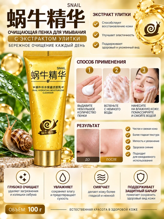 Hankey Snail - chig‘anoq ekstrakti bilan yuvinish uchun tozalovchi ko‘pik, 100 g - 