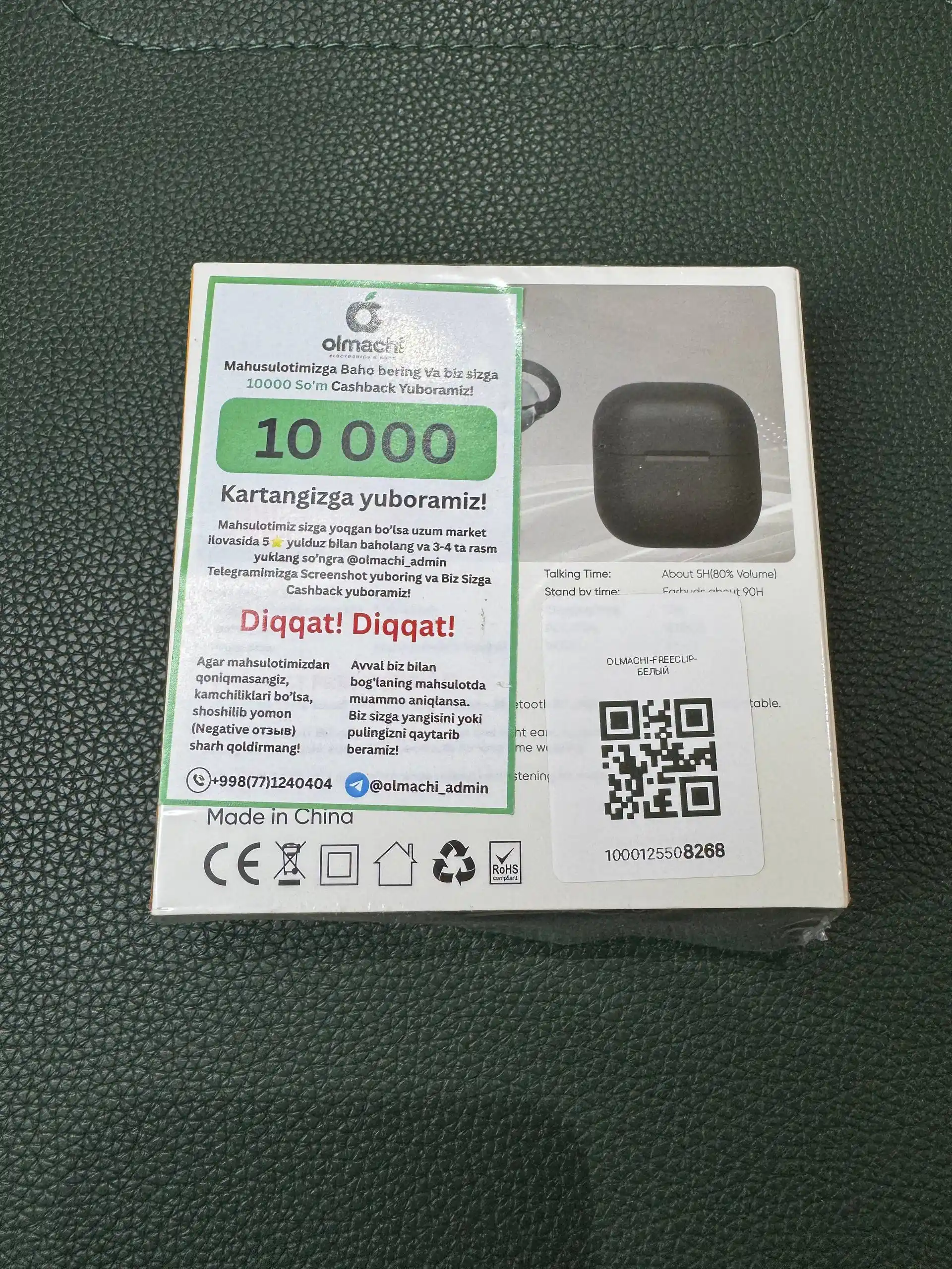 Simsiz quloqchinlar FreeClip 2, Android va iPhone uchun sensorli naushnik (+ bonus)
