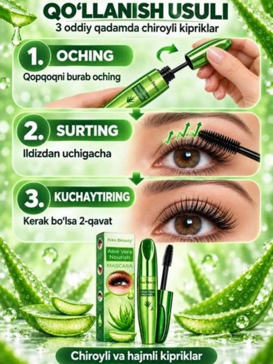 Kiss Beauty hajm beruvchi kiprik tushi; uzoq muddatli ta’sir
