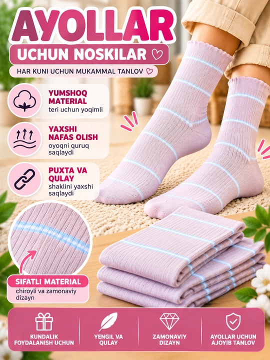 Ayollar uchun sifatli va zamonaviy paypoqlar - 
