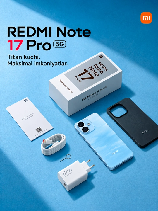 Смартфон Redmi Note 17 Pro 5G, 8+512ГБ, AMOLED 120Гц дисплей, 50МП камера, 8340 мАч