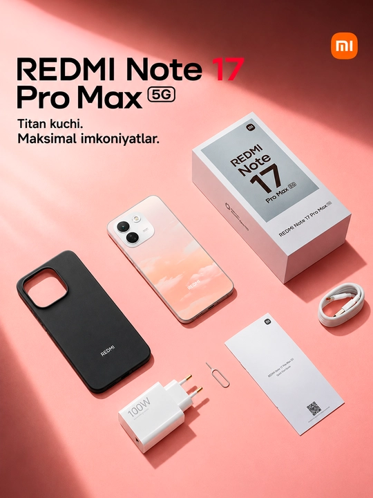 Smartfon Redmi Note 17 Pro Max 5G, 8+512GB, AMOLED 120Hz ekran, 50MP kamera, 10000 mAh