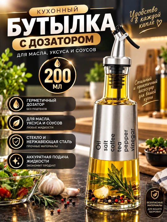 Yog‘, sirka va souslar uchun dozatorli butilka - 
