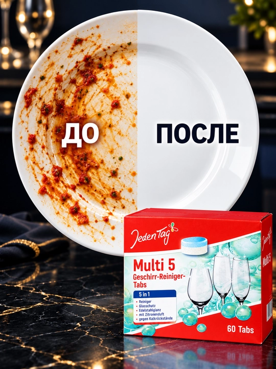 Idish yuvish mashinasi uchun tabletkalar Jeden Tag Multi 5 / Multi 12, 40 yoki 60 dona