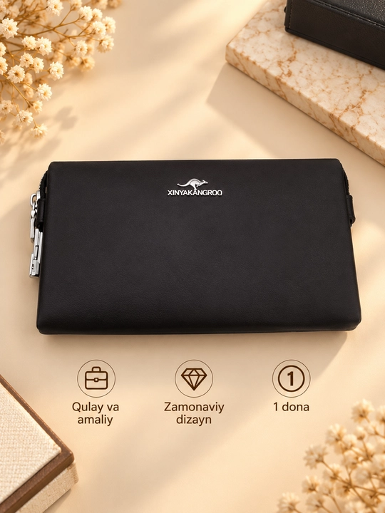 Xinyakangro erkaklar klatchi 15×20 sm, eko charm, qora va jigarrang - 