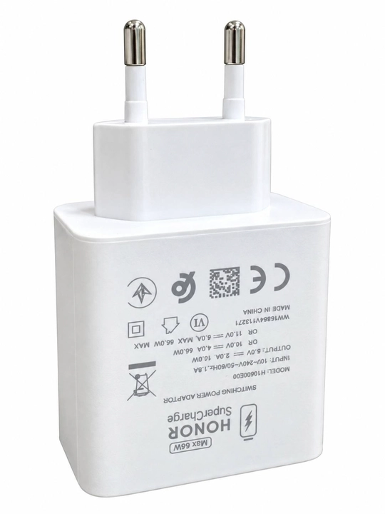 Huawei Honor 66W tez zaryadlovchi adapter, USB 6A, USB-C kabel, SuperCharge, oq rang
