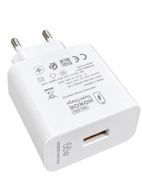 Huawei Honor 66W tez zaryadlovchi adapter, USB 6A, USB-C kabel, SuperCharge, oq rang