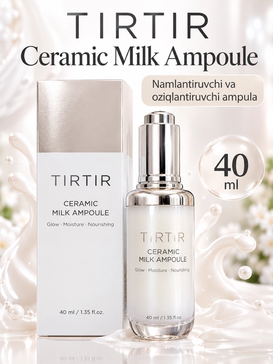 TIRTIR Ceramic Milk Ampoule yuz uchun namlantiruvchi va oziqlantiruvchi ampula, 40 ml - 