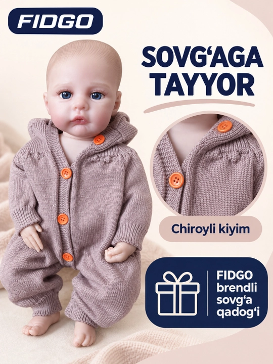 Силиконовая кукла FIDGO Reborn в одежде, подарочная упаковка