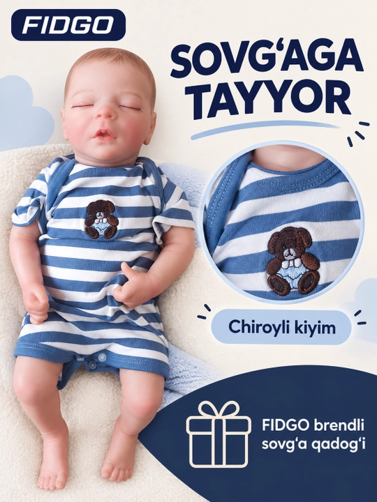 Силиконовая кукла FIDGO Reborn в одежде, подарочная упаковка