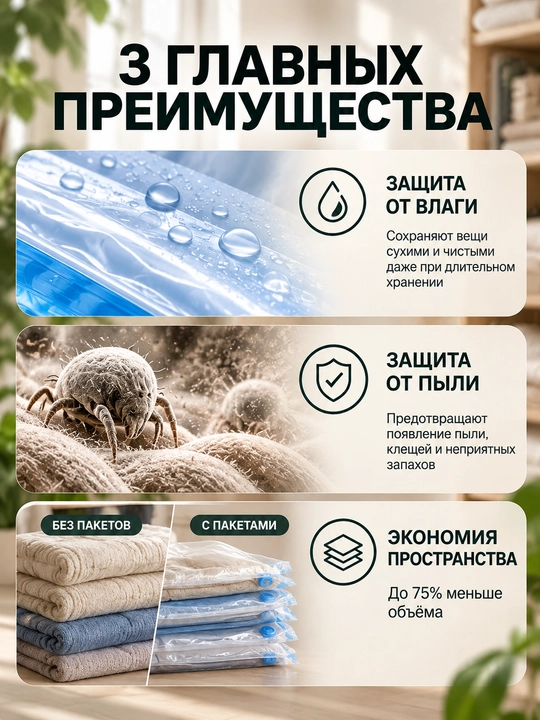 Вакуумные пакеты для одежды, пакет для хранения вещей