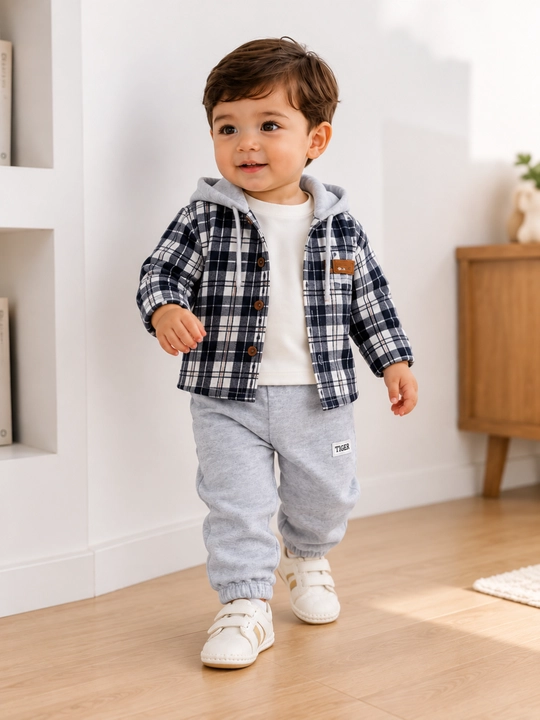 1 yosh bola uchun 2 qismli nachosli koynak va shalvar  komplekt qalin mehli koylak