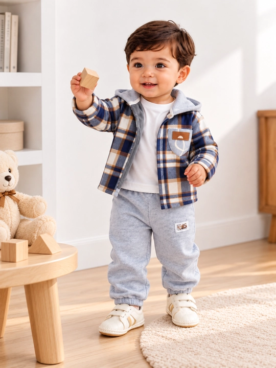 1 yosh bola uchun 2 qismli nachosli koynak va shalvar  komplekt qalin mehli koylak