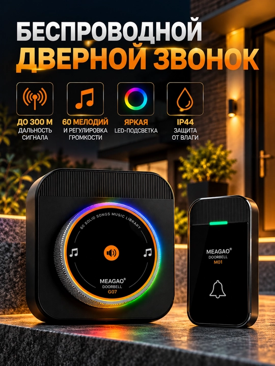 Беспроводной дверной звонок, радио антенна, декор для дома, без кабелей - 